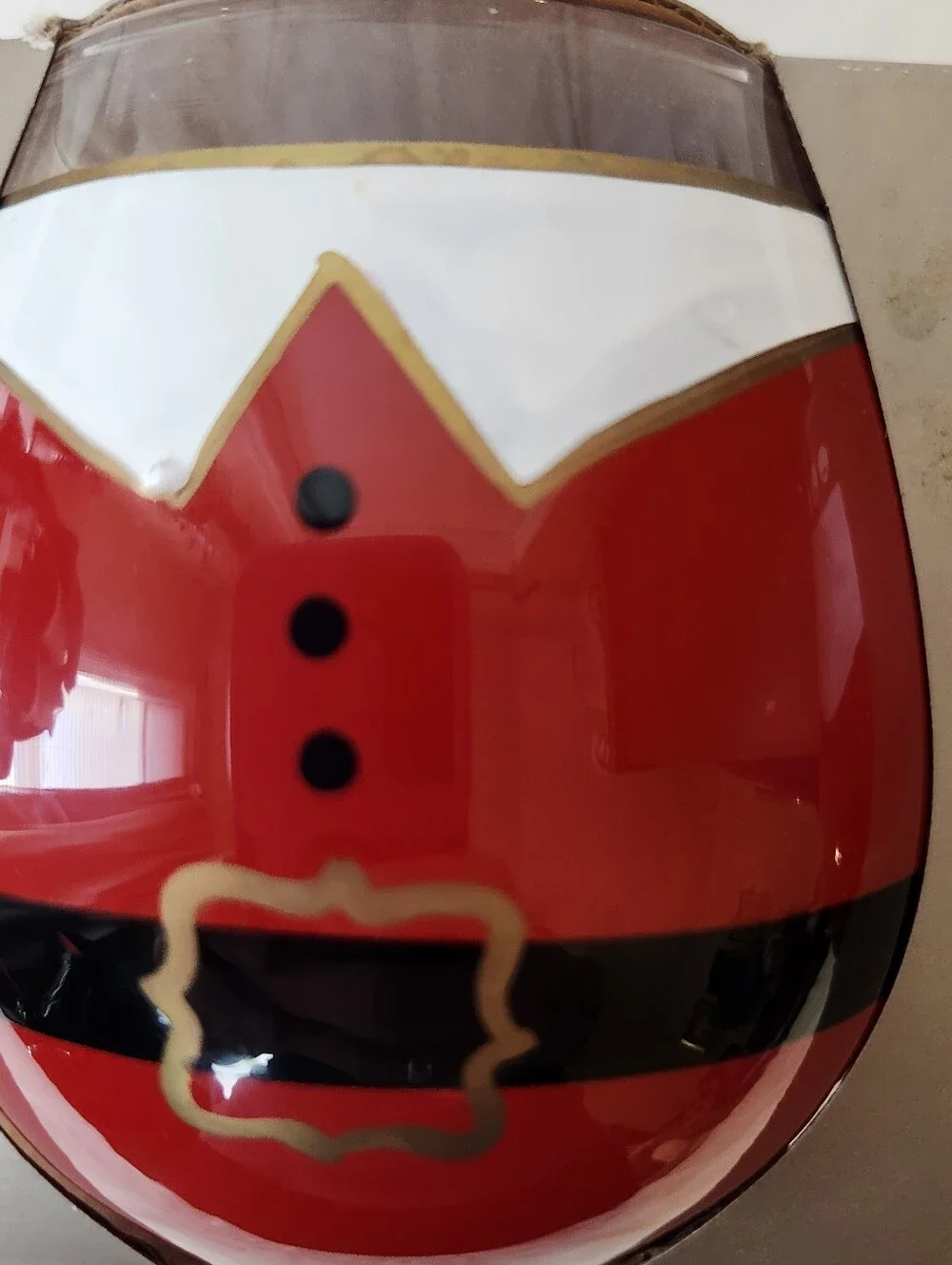Pier 1 Hand Painted Stemless Mr & Mrs Claus Holiday Christmas Glasses NIB
